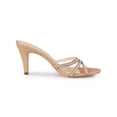 thumbnail image 3 of BLISSFUL STEP Women's Triple Strap Rhinestone Mules Open Toe Stiletto Heel Slide Sandals Nude 6, 3 of 8