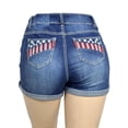 thumbnail image 2 of Jack David Womens Plus Size Blue Denim Jean Curvy Shorts W/ USA Flag Patch 0317, 2 of 3