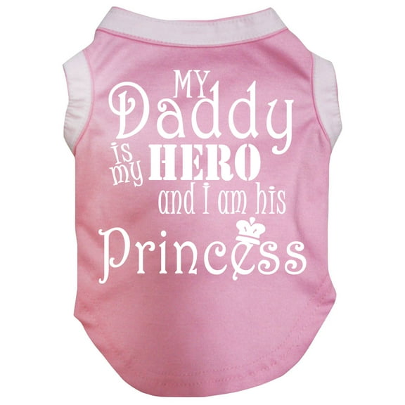 Petitebelle My Daddy is My Hero and I Am His Princess Puppy Dog Shirt (Pink, Medium)