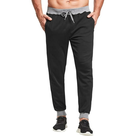 YTD Men's Basic Jogger Fleece Pants Drawstring Workout Running Athletic Pants with Pockets