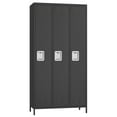 thumbnail image 7 of 72" Metal Lockers for Employees with 3 Door, Black Metal Storage Cabinet with 9 Hooks, Industrial Locker, Assembly Required, for Gym, School, Classroom, Home, Office, Industrial, 7 of 7