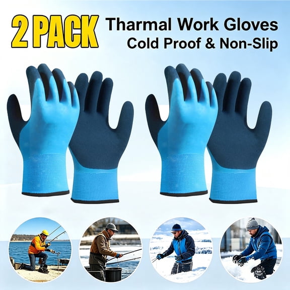 XiYing 2 Pack Thermal Winter Work Gloves for Men Women Insulated Cold Weather Fishing Gloves Water Resistant Non Slip Grip Coating Windproof Warm Lined Gloves for Work Gardening, Automotive Repair
