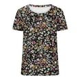 thumbnail image 7 of Sexlip Womens Short Sleeve Blouse Dense Floral Cluster Print Crew Neck Loose Sleeve Soft Fabric Relaxed Silhouette for Daily Casual Wear Red XXL, 7 of 7