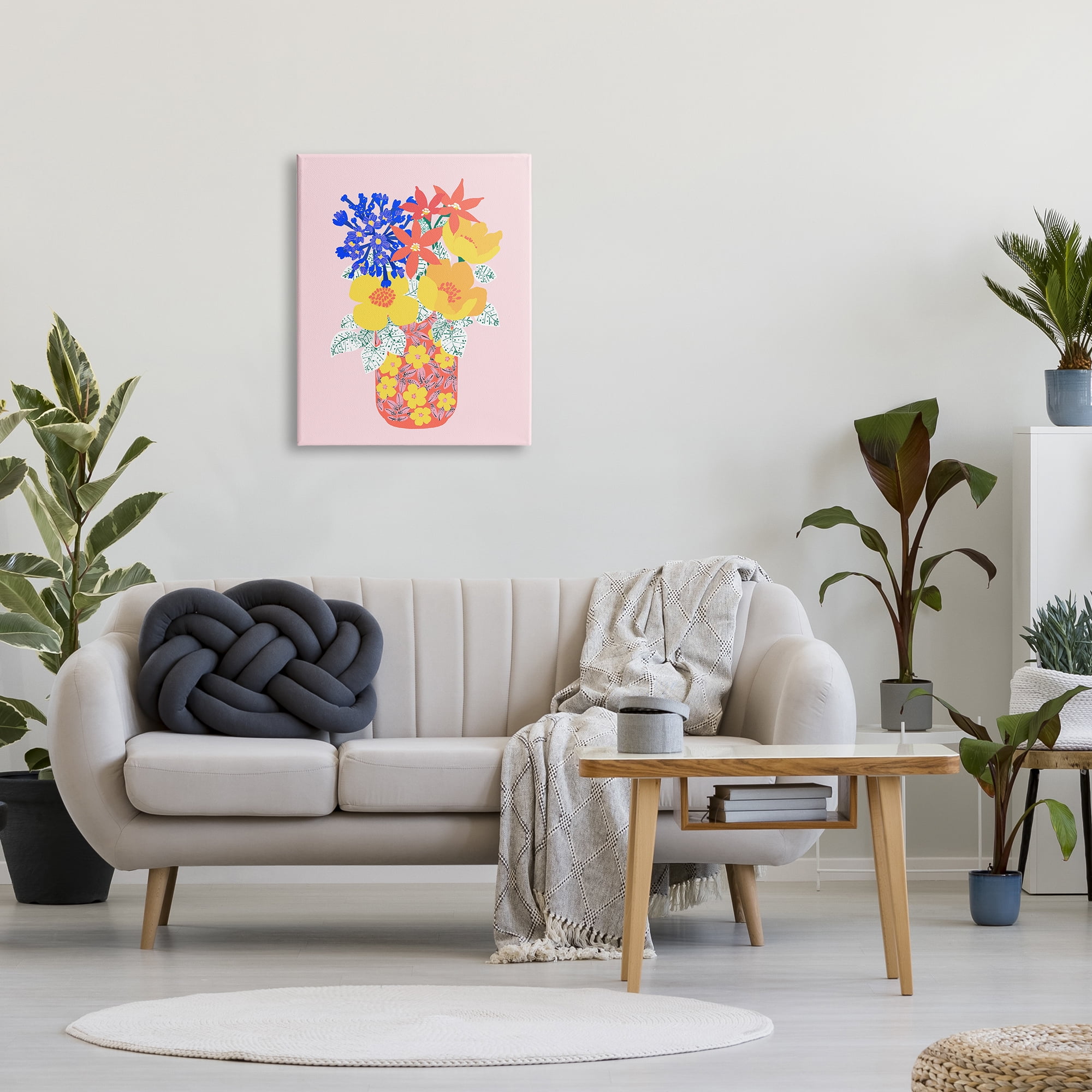 Stupell Industries Modern Patterned Flowers Botanical & Floral Painting Gallery Wrapped Canvas Art Print Wall Art, 24 x 30