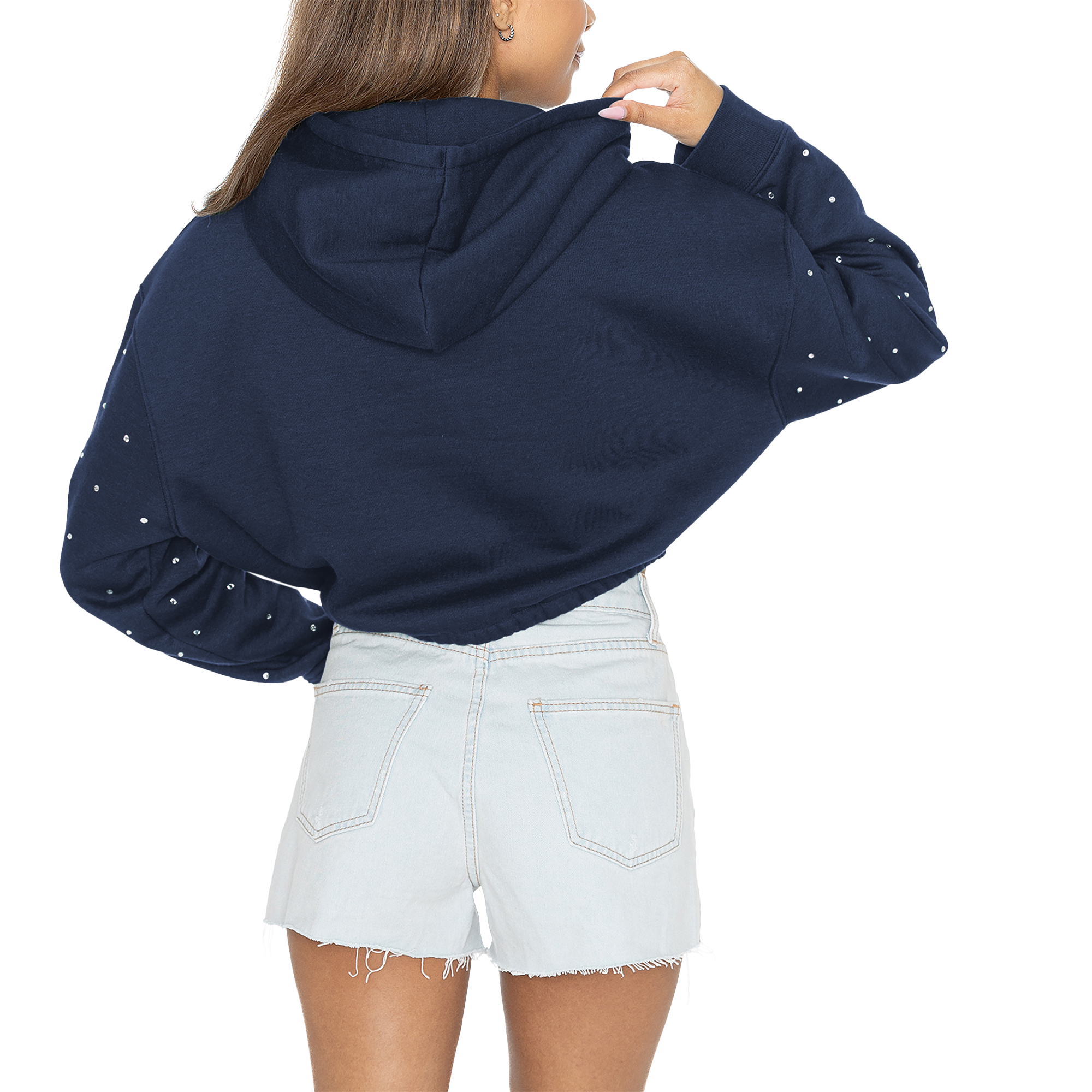 売れ筋商品|||ゲームデイ パーカー・スウェットシャツ アウター レディース Women's Navy Penn State Nittany Lions Can't Lose Rhinestone Cropped Pullover Hoodie Navy womens-gameday-couture-navy-