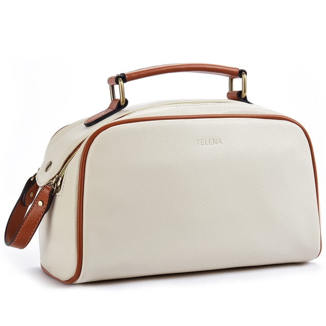 Neceser de viaje Telena impermeable de piel sintética beige