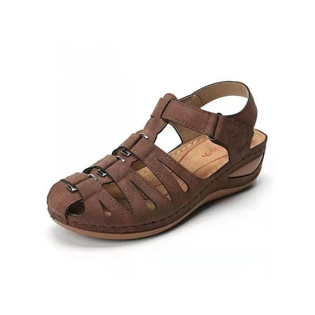

Lacyhop Ladies Beach Wear Rsistant Closed Toe Wedge Sandals Women s Work Comfy Low Top Shoes Lightweight Hollow Out Platform Sandal