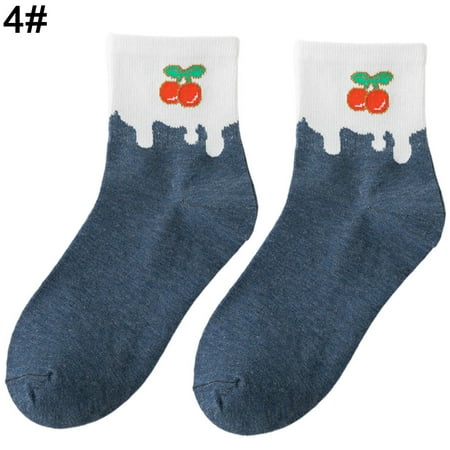 

JunDanmall Cute Women Strawberry Banana Peach Fruit Food Elastic Cotton Middle Tube Socks