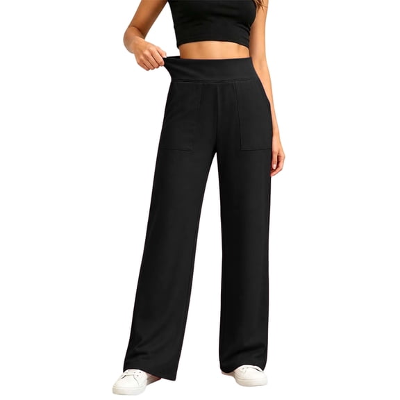CQONEPT Leggings for Women High Stretch Wide Leg Yoga Pants Trendy Soft Comfy High Waisted Casual Fall Fashion Pants with Pockets