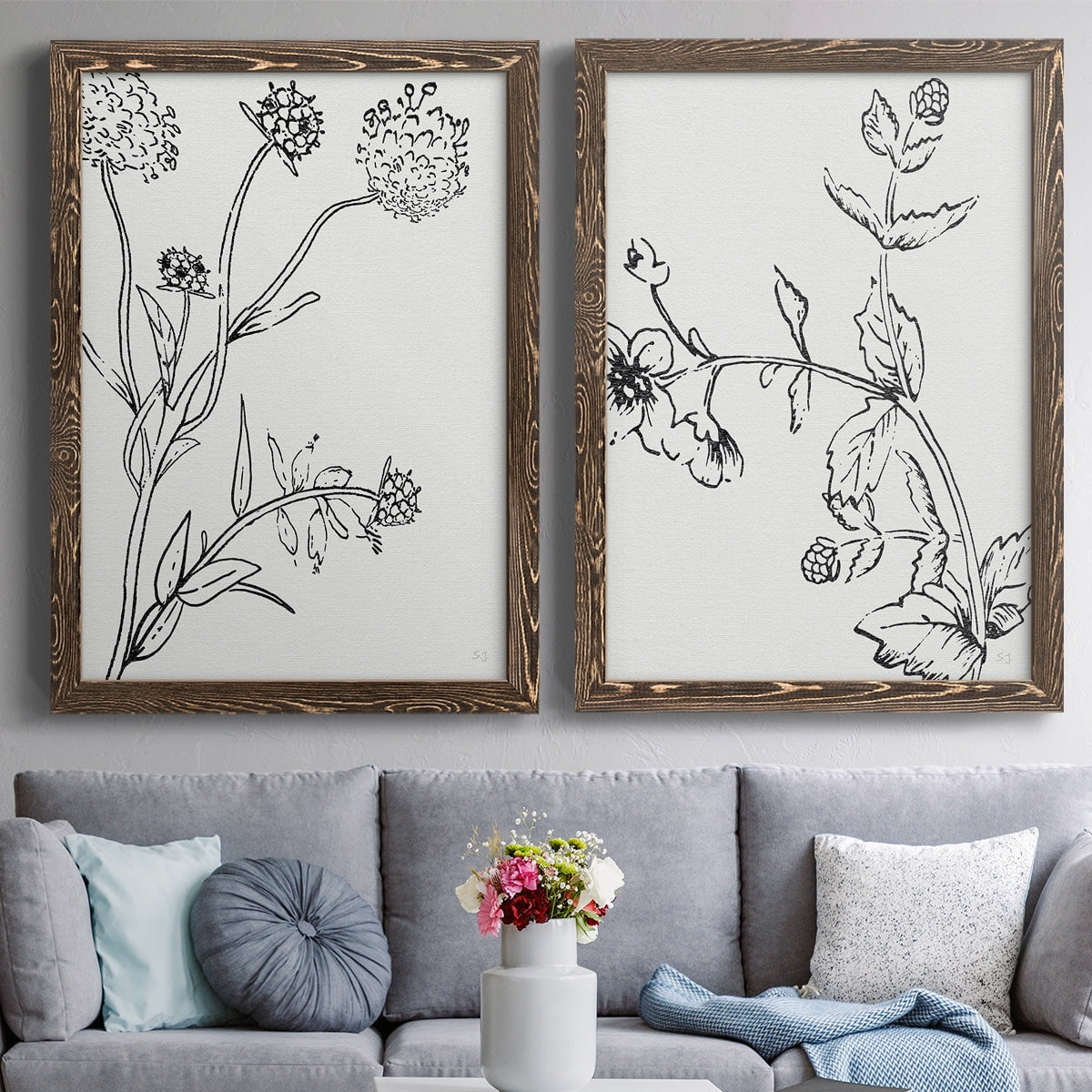 Botanical Study I - Premium Framed Canvas 2 Piece Set - Ready to Hang