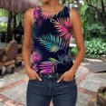 thumbnail image 4 of Ankishi Hawaiian Tank Tops for Women Leaf Floral Sleeveless Crewneck Summer Vest Loose Fit Fashion Clothes for Travel, 4 of 6