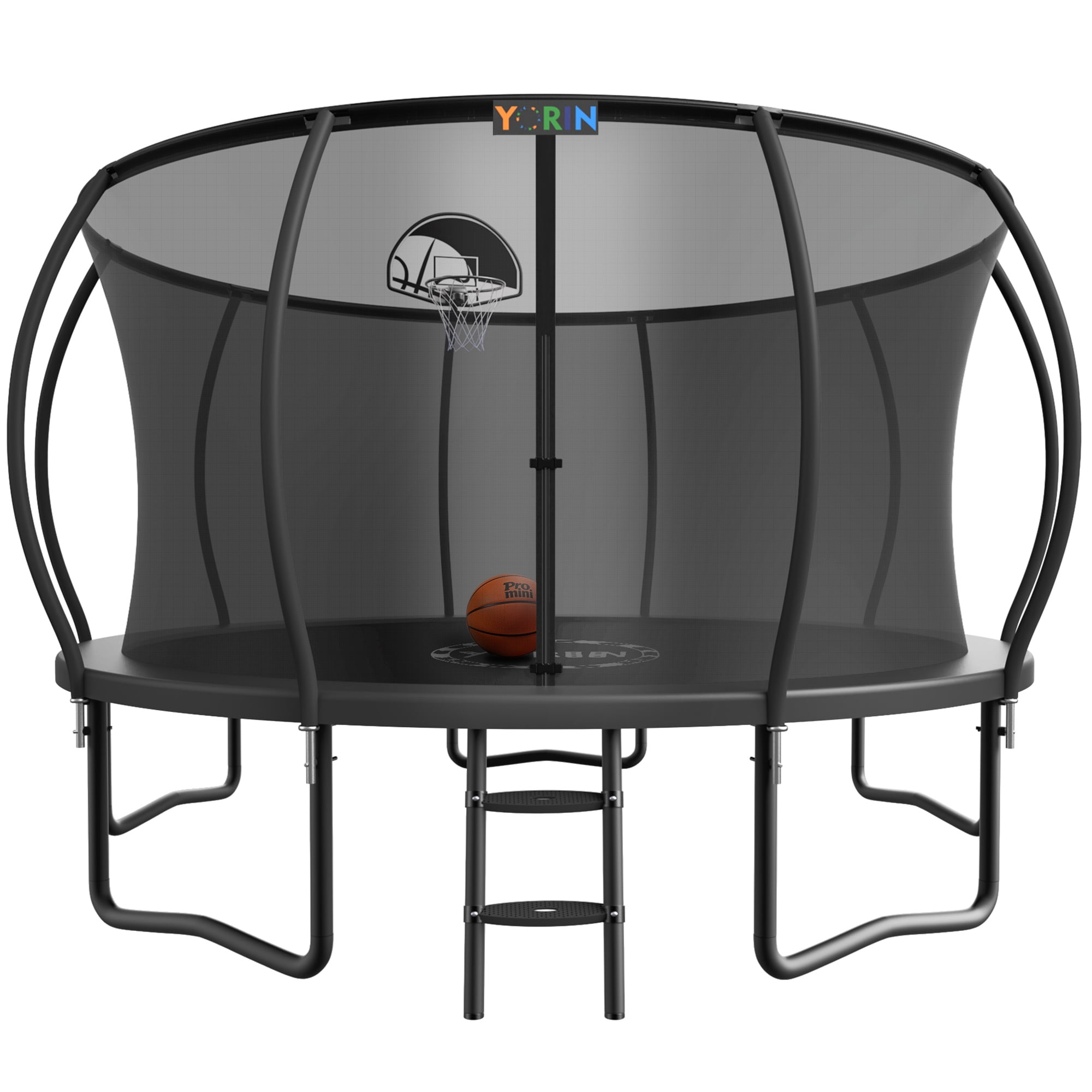YORIN Trampolines Outdoor 2026 UPGRADED 1400LBS 14FT Trampoline for 7-8 Kids Adults with Enclosure Net Basketball Hoop Ladder Heavy Duty Trampoline for Adults and Kids Birthday Gift