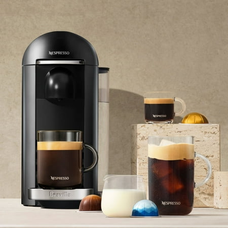Nespresso - VertuoPlus Deluxe Black Bundle by Breville with Aeroccino3 - Piano Black