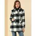 thumbnail image 4 of Abrigo De Cuadros De Invierno Doble Botonadura Solapa Con Muesca Para Mujeres Blanco Negro XL, 4 of 6