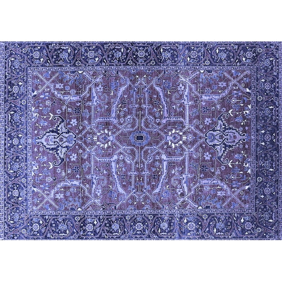 Ahgly Company Machine Washable Indoor Rectangle Oriental Blue Industrial Area Rugs, 3' x 5'