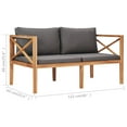 thumbnail image 4 of vidaXL Patio Bench Dark grey and teak Teak wood and polyester 2-Seater, 4 of 4