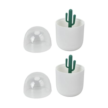 

2 multipurpose toothpick boxes cute cactus shape decorated reusable cotton swab storage box to keep cotton swabs and toothpicks clean and easy to store suitable for home office
