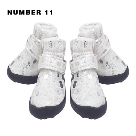 TureClos Christmas Pet Dogs Shoes Sewing Sports Boots Warm Fuzzy Fleece Boots Breathable Suede Fabric