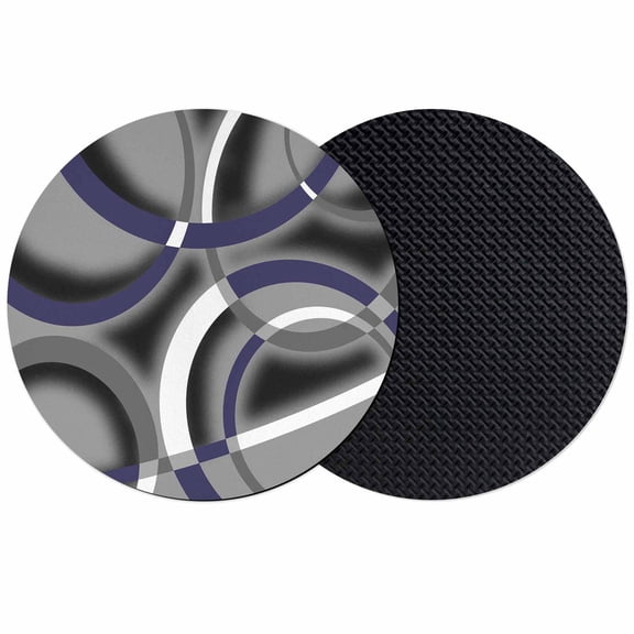 Blue Geometric Coasters Set of 2, Absorbent Coasters for Drinks, Grey Vintage Neutral Abstract Striped Art Coaster for Desk Coffee Table Protection, Home Decor House Warming Gifts 4"