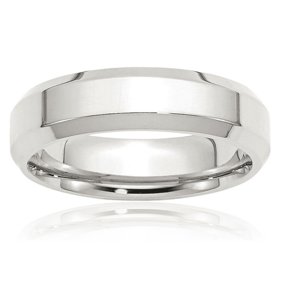 925 Sterling Silver 6mm Edge Plain Classic Wedding Band Ring
