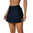 thumbnail image 2 of Attraco Womens High Waisted A Line 2-in-1 Side Pocket Swim Skirt Tummy Control Swim Bottom Drawstring Skirt, 2 of 8