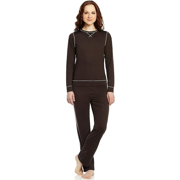 Leveret - Leveret Women Silk 2 Piece Pajama Set Brown Small - Walmart.com - Walmart.com