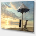thumbnail image 2 of Chaises Longues et Parasol sur la Plage - Uvre d'Art Moderne sur Toile, 2 of 3