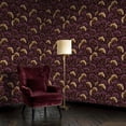 thumbnail image 2 of Peel and Stick Wallpaper Intricate Gold Ginkgo Leaves Vines Rich Plum Design Wall Mural 23.6in x 9.8ft Self Adhesive Removable Wall Paper Renter Friendly Wallpaper for Nursery Bedroom Cabinets, 2 of 8