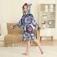 thumbnail image 2 of FORMRS Niños Bathrobe Unisex Hooded Robe Soft Plush Pajamas Sleepwear, Size 4-6T, Puprle Ethereal Floral Harmony, 2 of 7