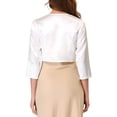 thumbnail image 3 of INSPIRE CHIC Women's Elegant Open Front 3/4 Sleeve Evening Shrug Satin Bolero Cardigan, 3 of 5