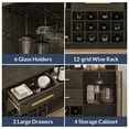 thumbnail image 5 of BELLEZE 55" Wine Cabinet, Sideboard Buffet with Wine Rack and Glass Holder, Home Coffee Bar Freestanding Liquor Cabinet with Display Glass Doors for Living Room, Dining Room - Marcel (Brown), 5 of 7