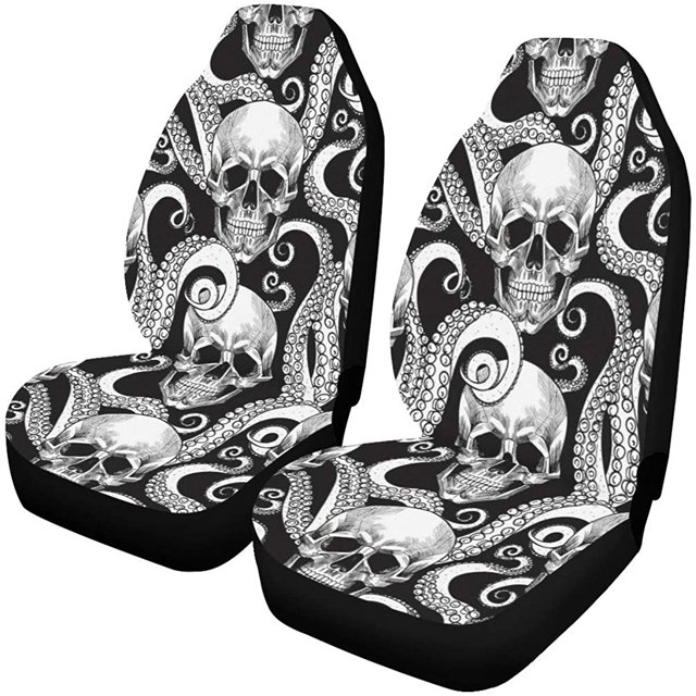 ABPHQTO Juego de 2 fundas de asiento de coche Vintage Sugar Skull Universal Auto Asientos delanteros Protector para coche, SUV Sedan, camión