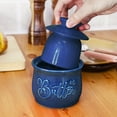 thumbnail image 3 of MAIA Ceramic 5.5 oz Butter Crock for Counter with Water Butter Spreader Holder for Spreadable Butter French Butter Dish with Lid Butter Keeper on Kitchen Counter Blue Kitchen Décor, 3 of 7