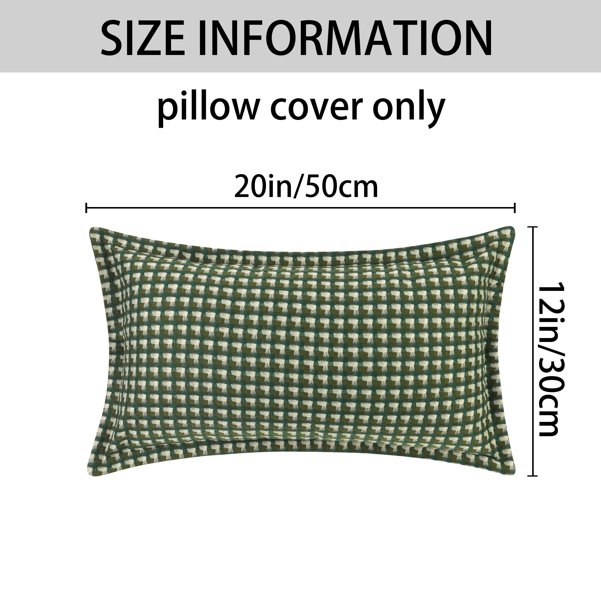 Unique Bargains Plaid Throw Pillow Covers Decorative Pillow Cases Square Cushion Covers Green Grid 12" x 20"