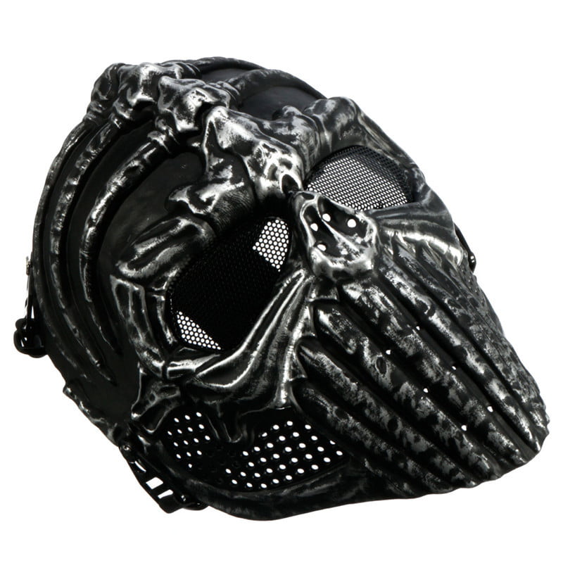 Keylleen Airsoft Mask Tactical Skull Overhead Metal Mesh Eye Protection Game Mask 