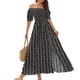 thumbnail image 1 of Vestido De Cintura Dividida Vestido de mujer con estampado de rayas verticales Vestido elegante informal para viajes (Negro XL) Cgtredaw Para estrenar, 1 of 1