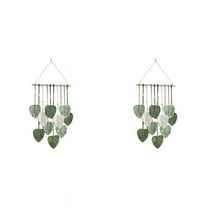 2X Leaf Macrame Wall Hanging Boho Room Home Decor Woven Aesthetic Wall Tapestry Home Room Wedding Decoration Green