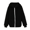 thumbnail image 5 of Fozruso Girls Lightweight Jacket 3-4 Years,Girl's Casual Color Block Sweatshirt Zipper Hoodie Loose Warm Coat Winter Casual Coat Long Sleeve Hooded Sweatshirt Jacket Black, 5 of 5