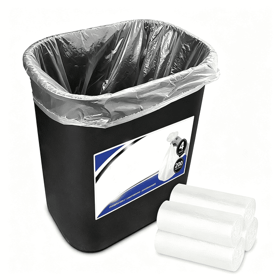 BPPEG Clear 2 Gallon Trash Bag (200 Pack) Un-Scented Small Garbage Bags for Bathroom Mini Trash Bags
