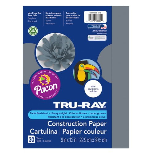 TruRay® Construction Paper, Slate Gray, 9" x 12", 30 Sheets Walmart