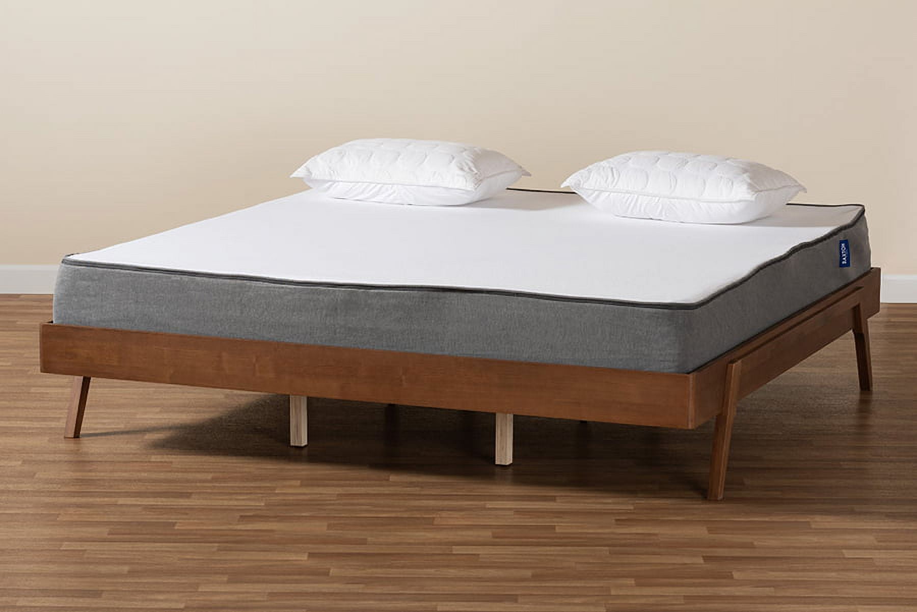 Baxton Studio Sarita Mid-Century Modern Ash Walnut Finished Wood King Size Bed Frame