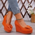 thumbnail image 6 of Wedge Sandals for Women Baeitkot Women's Fashion Versatile Spring Solid Color Round Toe High Heel Low Block Heels Shoes, 6 of 8