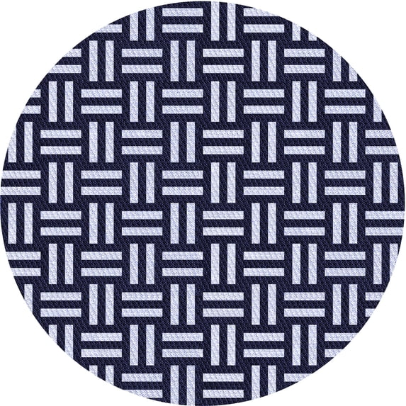Ahgly Company Indoor Round Patterned Night Blue Area Rugs, 3' Round