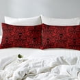 thumbnail image 4 of Damask Gothic Bed Sheets Adults Antique Victorian Fitted Sheet Full,Red Black Sugar Skull Sheets Vintage Flowers Goth Bedding Set,Exotic Bone Skeleton Bohemian Baroque Decor（No Top Sheet）, 4 of 6