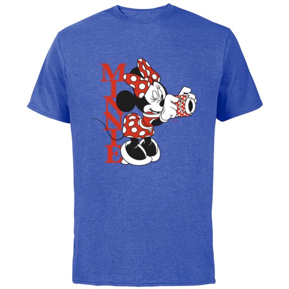 Disney Minnie Mouse with Camera Polka Dot Day Vintage - Short Sleeve Cotton T-Shirt for Adults - Customized-Royal Heather