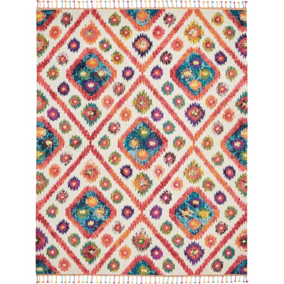 Nourison Moroccan Casbah 8'10" x 12' (9' x 12') Ivory/Pink Area Rug Colorful Transitional Floral by Nourison
