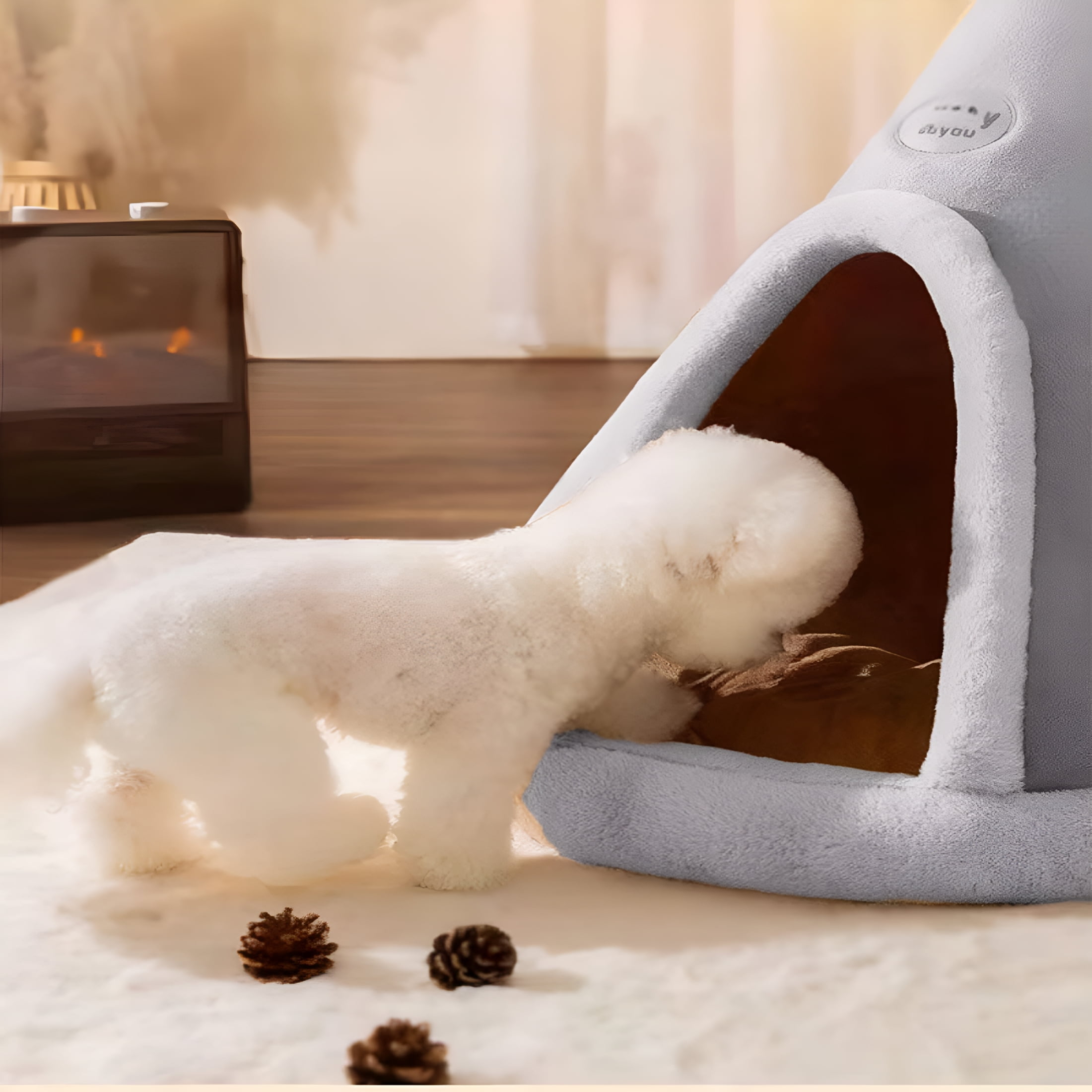 LAMIRO Cozy Teepee Bed for Small Dog Self Warming Cat Bed Small Cat Bed,15"