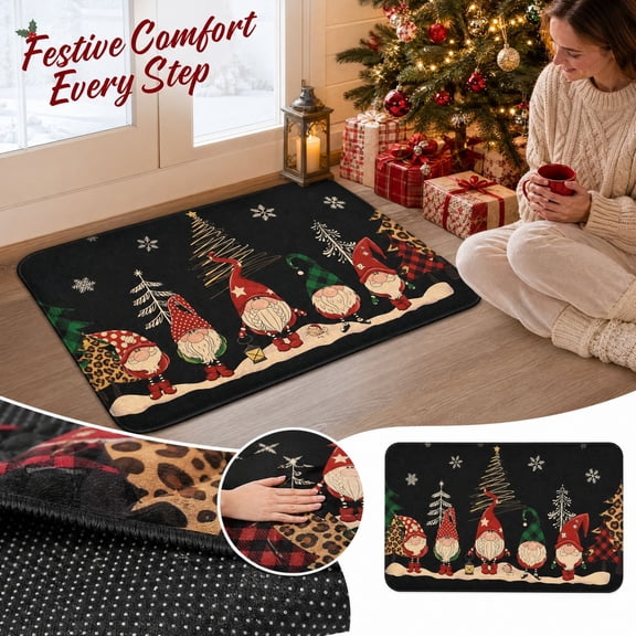 Christmas Door Mat Christmas Rug, Gnomes Funny Outdoor Front Door Mat, Winter Door Mat Outdoor