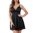 thumbnail image 3 of Avidlove Women Nightgown Sexy Chemise Satin Slip Dress Silk Sleepwear Camisole Nightdress Black M, 3 of 6