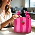 thumbnail image 3 of Clearance Under $5 Striped Insulated Lunch Bag Large Capacity Thermal Tote for Work School Picnic,1PC,Pink, 3 of 4